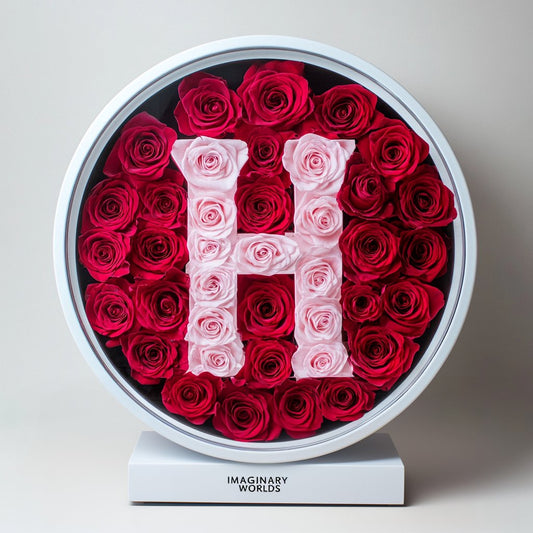 Monogram Floral Lamp with Pink and Hot Pink Roses - Imaginary Worlds