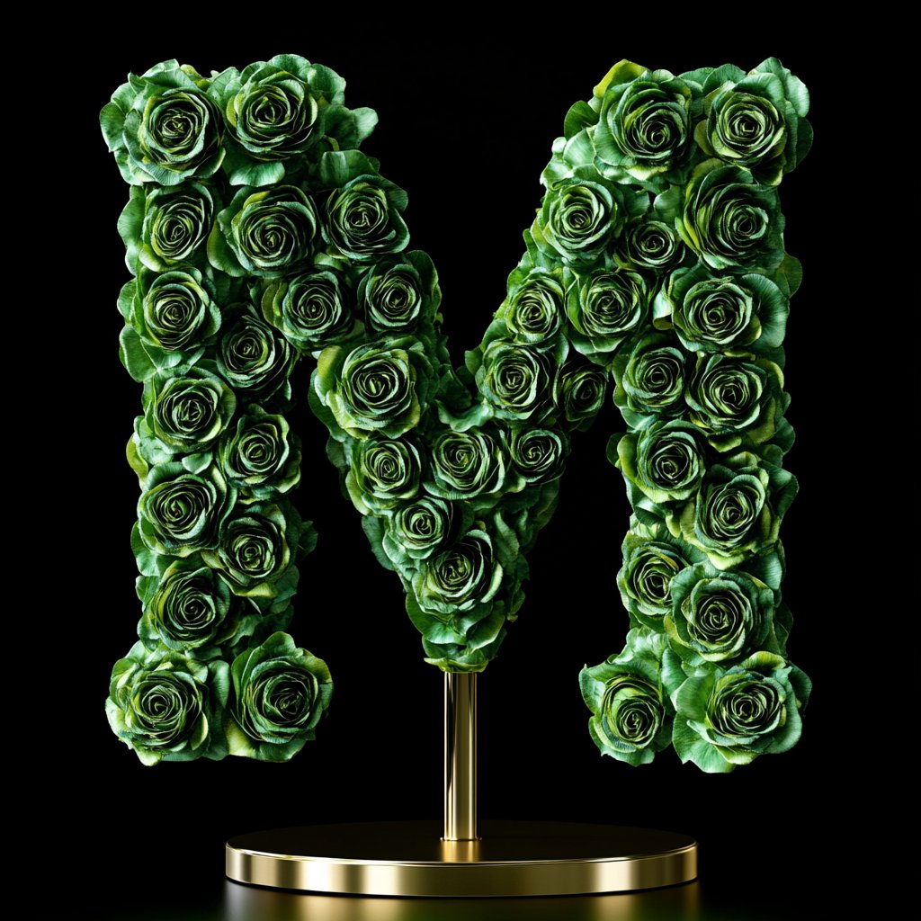 Morpheus Green Rose Letter M Lamp - Imaginary Worlds