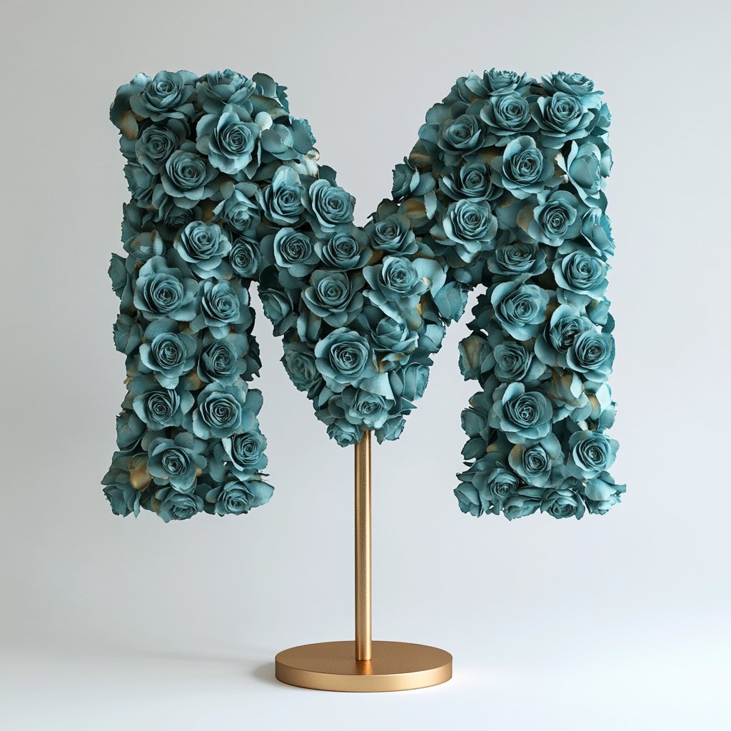 Morpheus Teal Rose Letter M Lamp - Imaginary Worlds