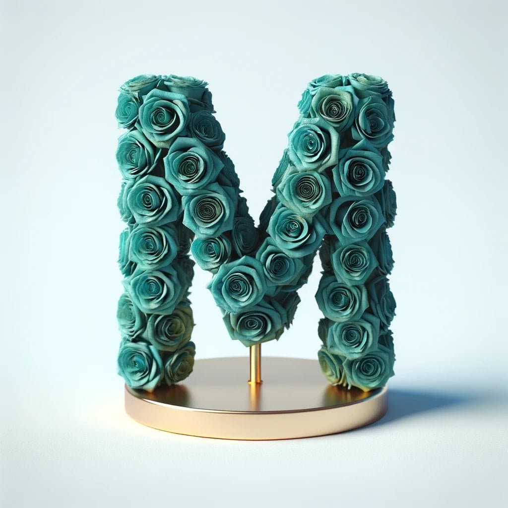 Morpheus Teal Rose Letter M Lamp - Imaginary Worlds