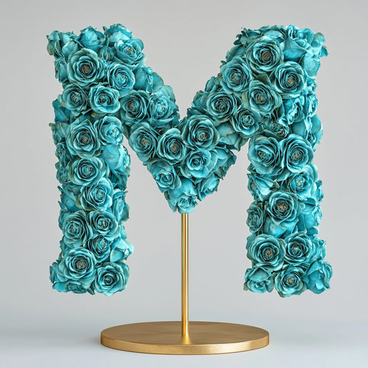 Morpheus Teal Rose Letter M Lamp - Imaginary Worlds