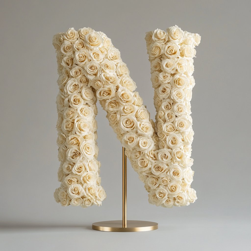 Nemesis White Rose Letter N Lamp - Imaginary Worlds