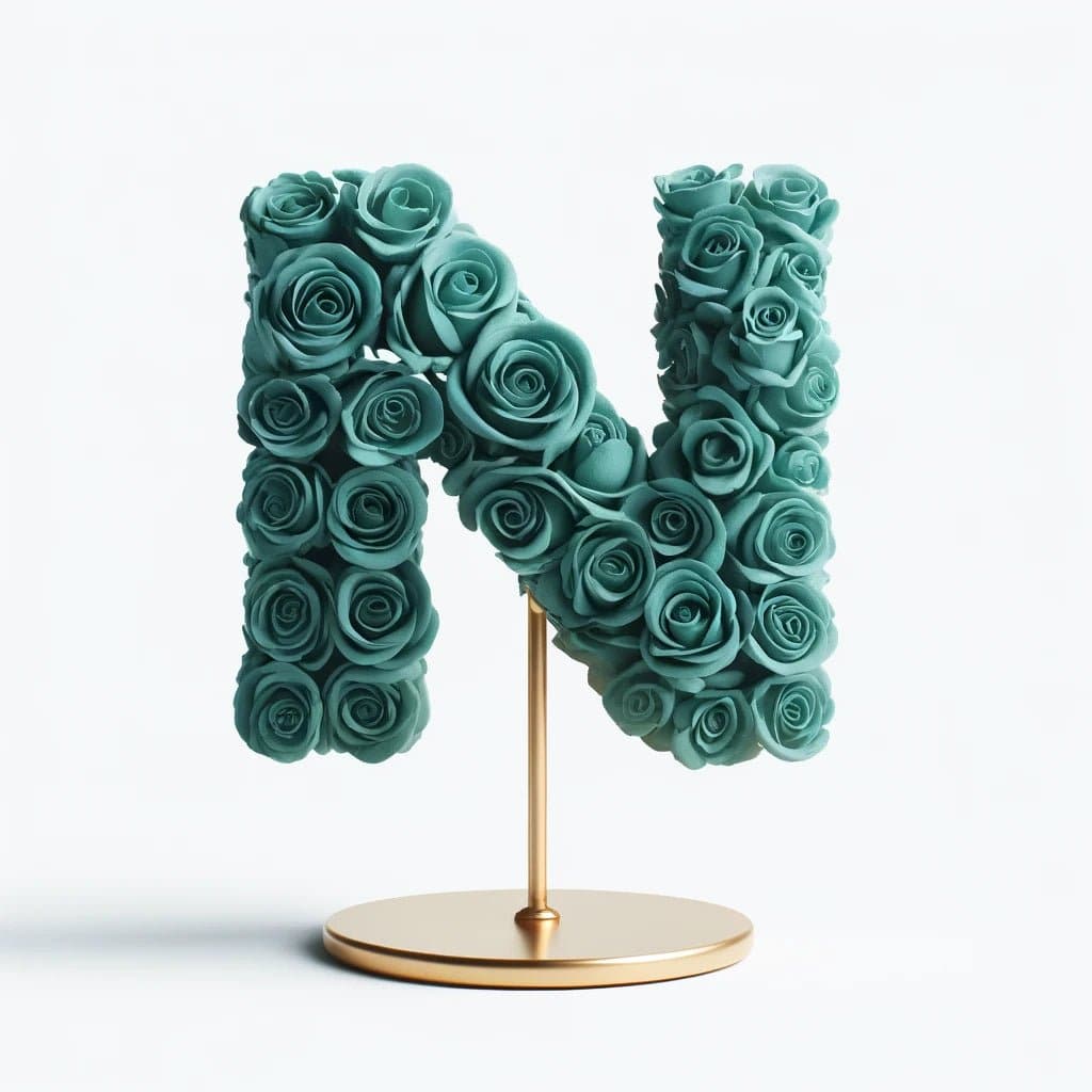 Neptune Teal Rose Letter N Lamp - Imaginary Worlds