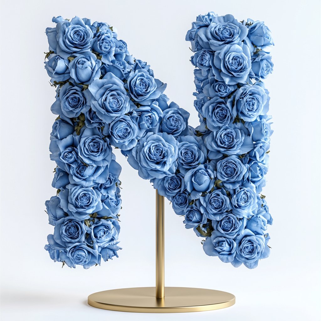 Nike Blue Rose Letter N Lamp - Imaginary Worlds