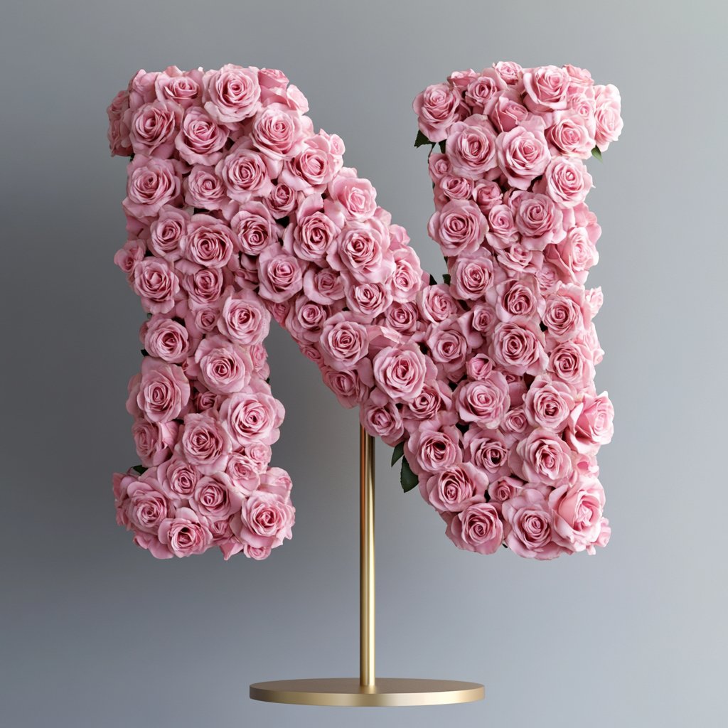 Nike Pink Rose Letter N Lamp - Imaginary Worlds