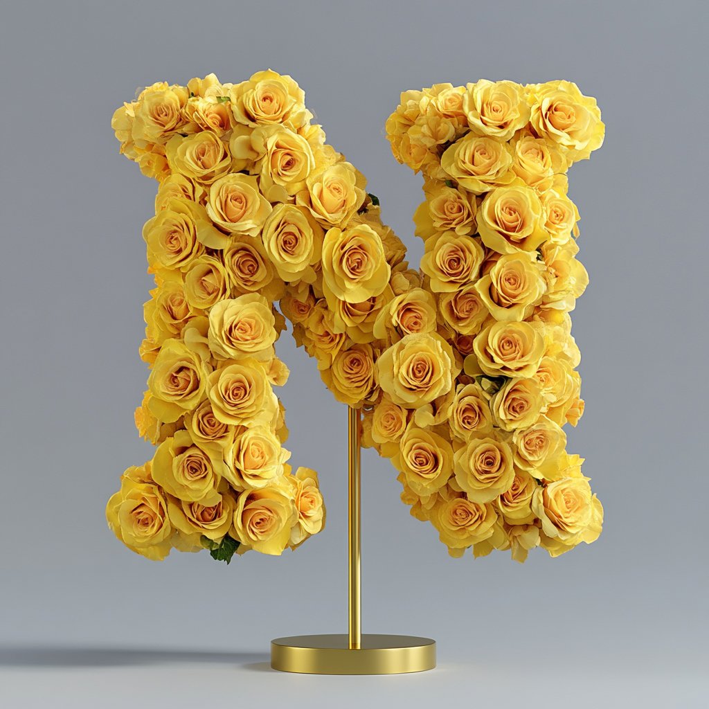 Nike Yellow Rose Letter N Lamp - Imaginary Worlds