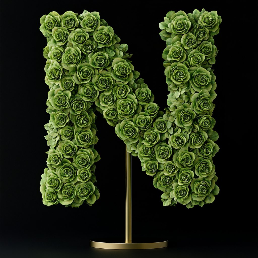 Nymph Green Rose Letter N Lamp - Imaginary Worlds