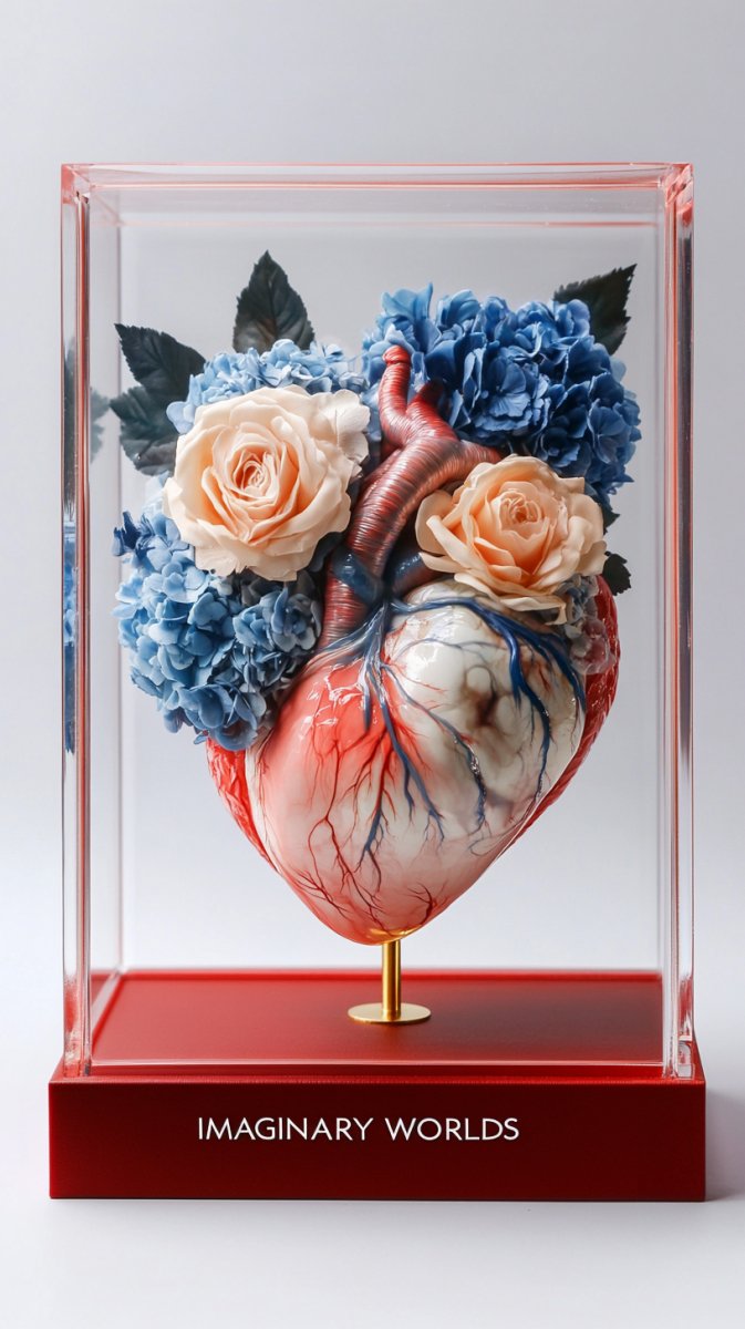 Ocean Serenity Forever Rose Heart Sculpture - Imaginary Worlds