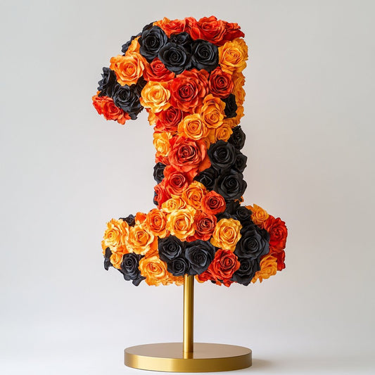 Orange and Black Rose Eternal Number 1 Lamp - Imaginary Worlds