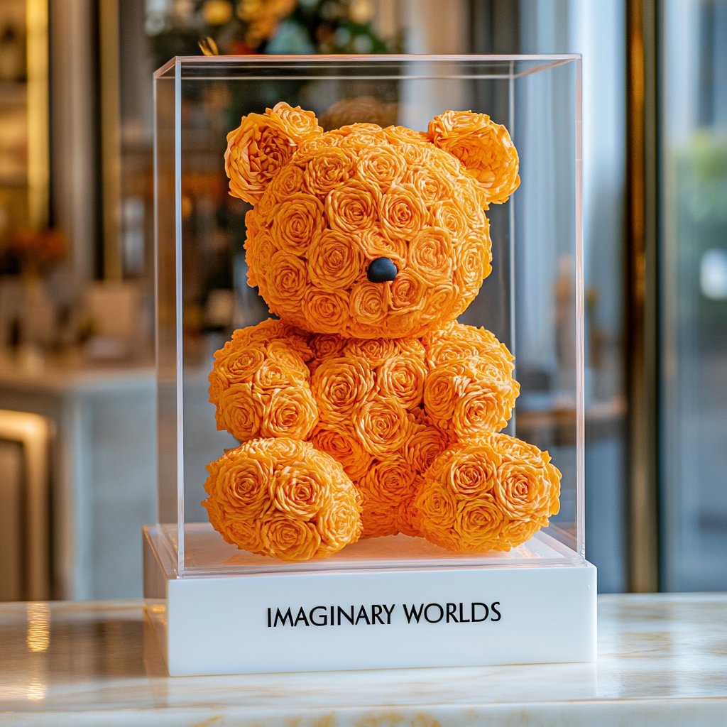 Orange Preserved Rose Bear - Imaginary Worlds