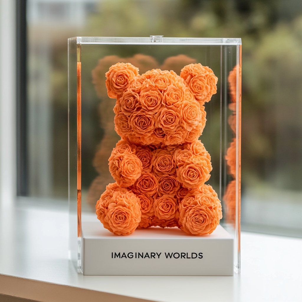 Orange Preserved Rose Bear - Imaginary Worlds