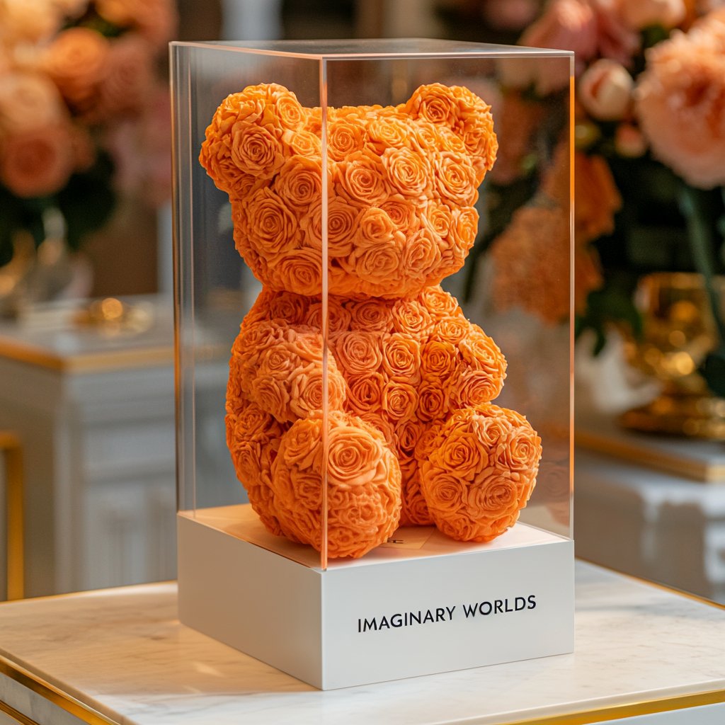 Orange Preserved Rose Bear - Imaginary Worlds