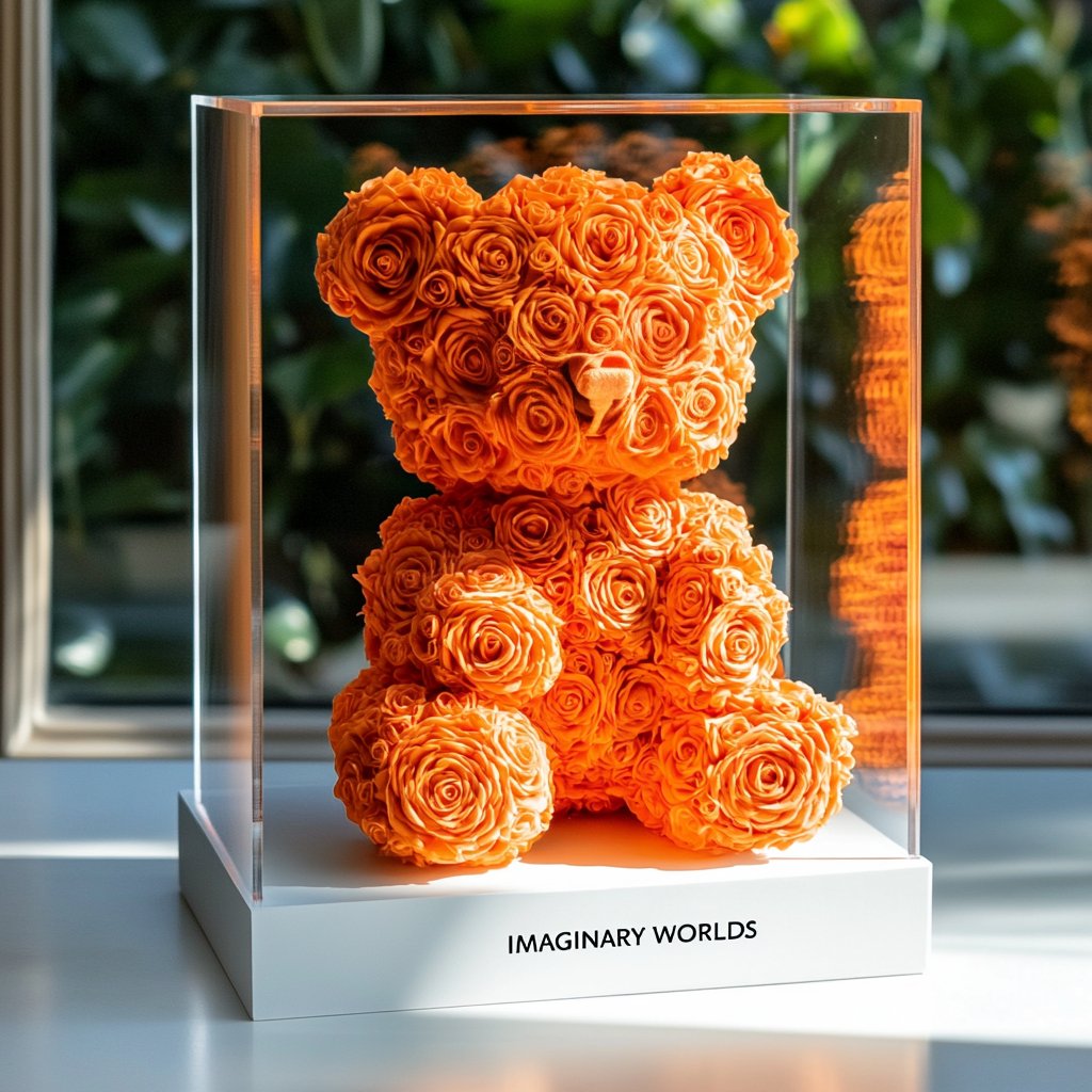 Orange Preserved Rose Bear - Imaginary Worlds