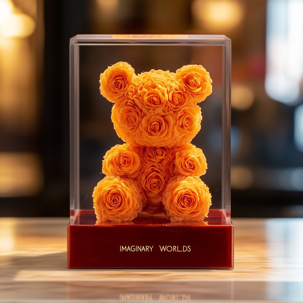 Orange Preserved Rose Bear - Imaginary Worlds