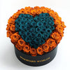 Orange Ramo Buchon with Teal Rose Heart - Imaginary Worlds