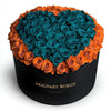 Orange Ramo Buchon with Teal Rose Heart - Imaginary Worlds