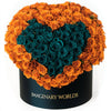 Orange Ramo Buchon with Teal Rose Heart - Imaginary Worlds