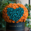 Orange Ramo Buchon with Teal Rose Heart - Imaginary Worlds