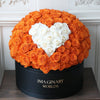 Orange Ramo Buchon with White Rose Heart - Imaginary Worlds