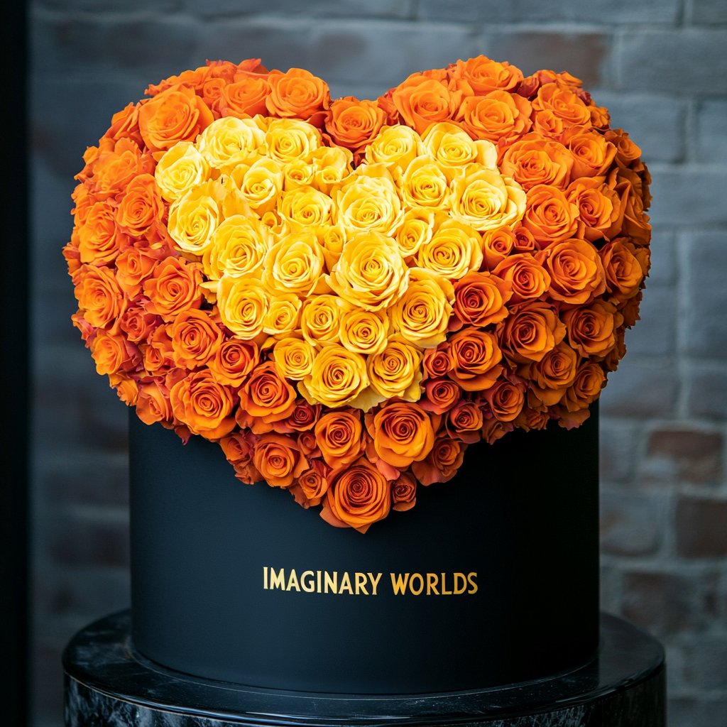 Orange Ramo Buchon with Yellow Rose Heart - Imaginary Worlds