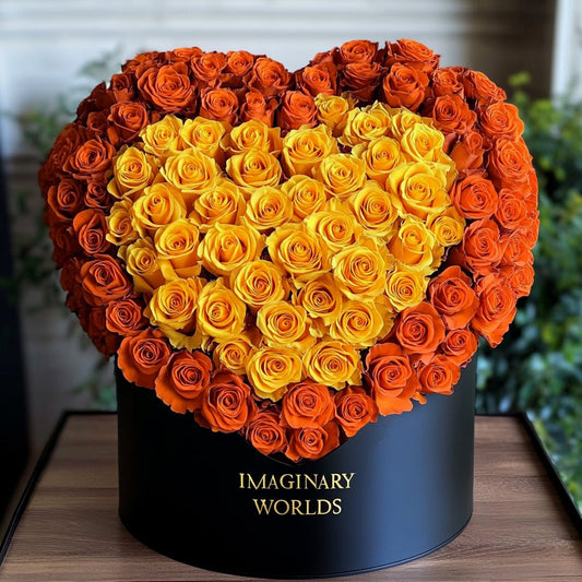 Orange Ramo Buchon with Yellow Rose Heart - Imaginary Worlds