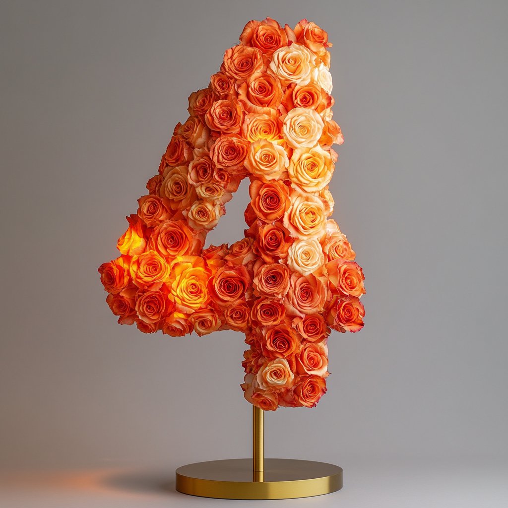 Orange Rose Eternal Number 4 Lamp - Imaginary Worlds