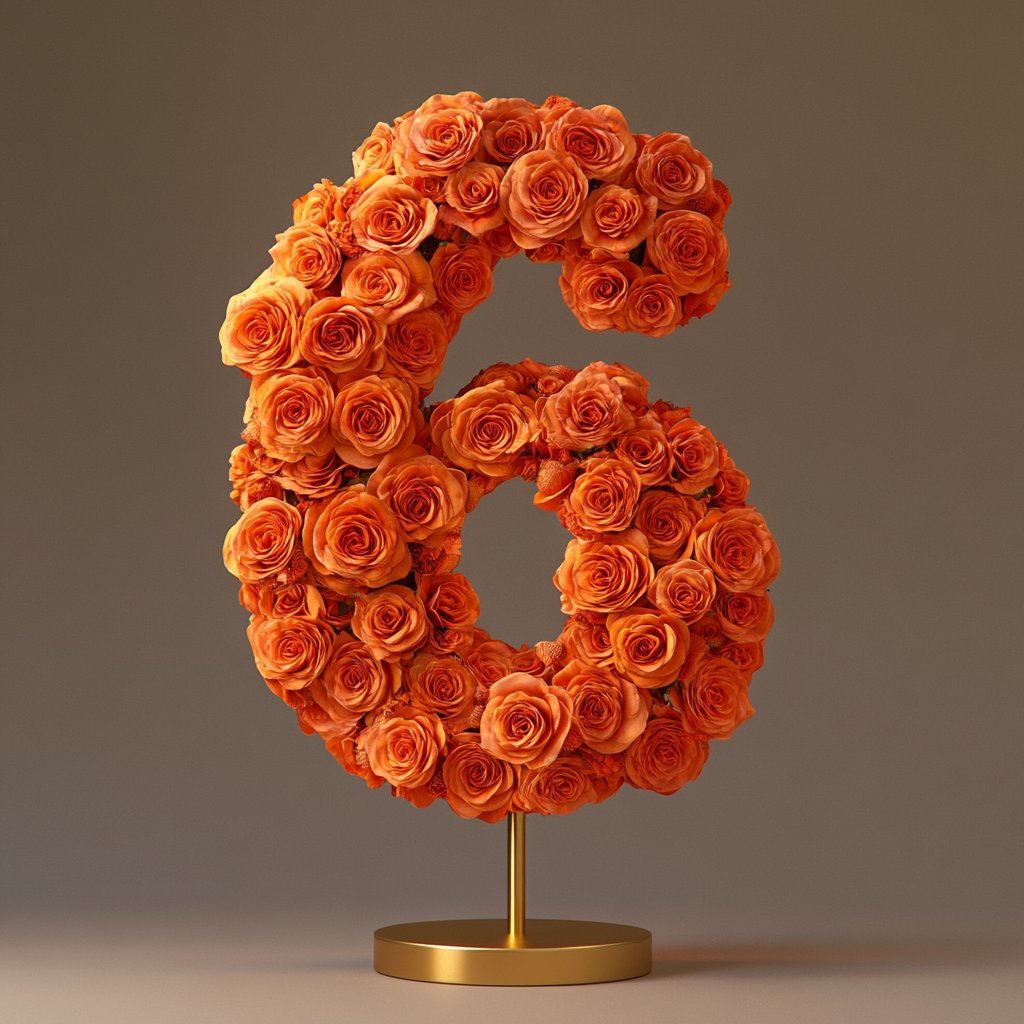 Orange Rose Eternal Number 6 Lamp - Imaginary Worlds