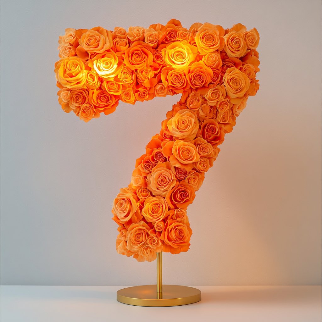 Orange Rose Eternal Number 7 Lamp - Imaginary Worlds