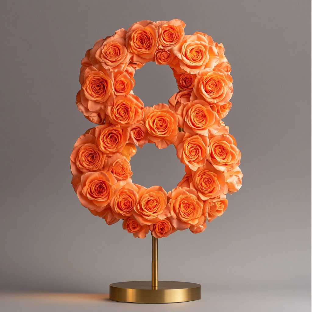 Orange Rose Eternal Number 8 Lamp - Imaginary Worlds