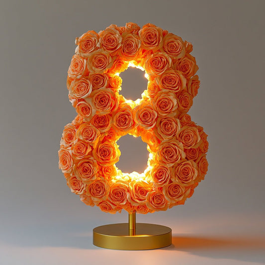 Orange Rose Eternal Number 8 Lamp - Imaginary Worlds