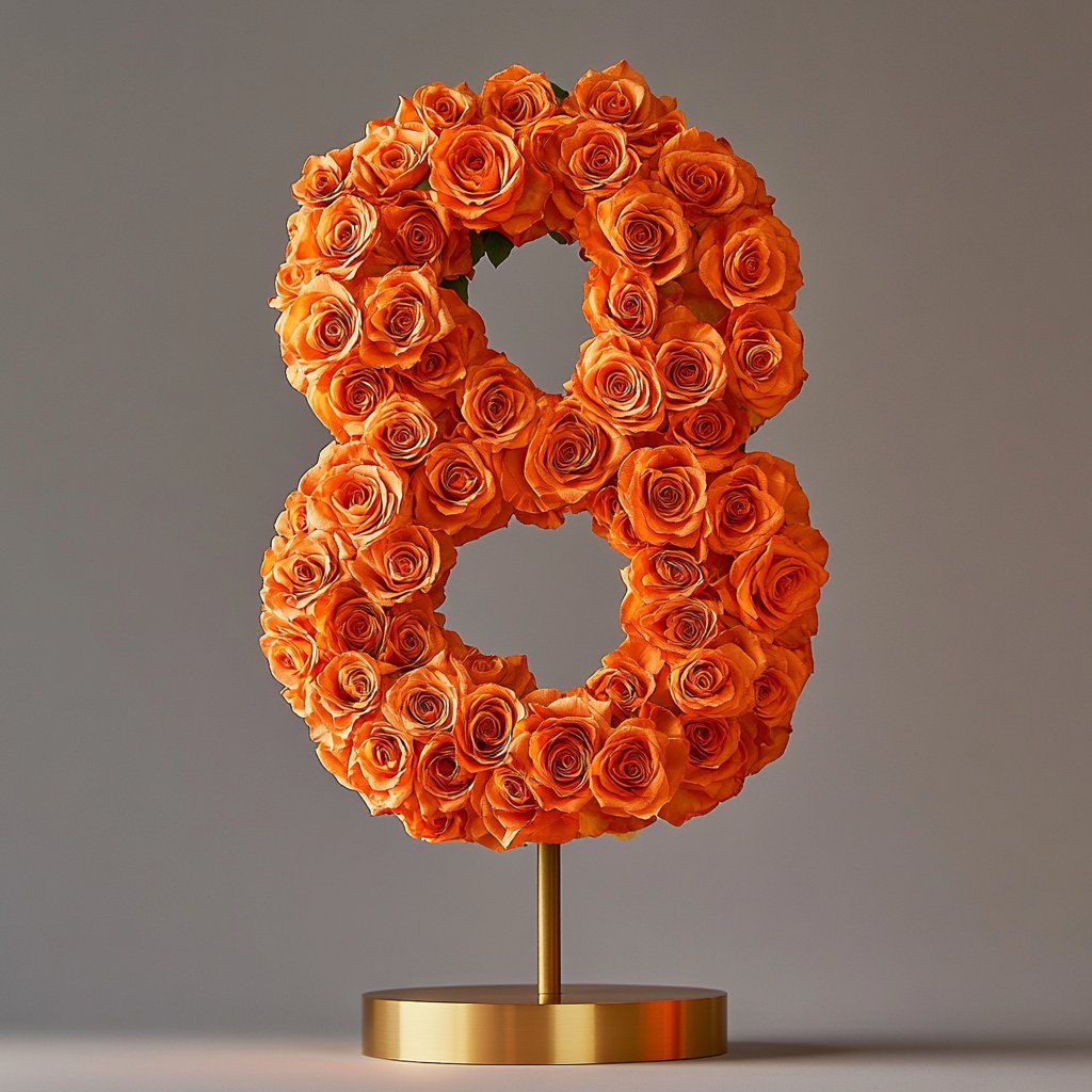 Orange Rose Eternal Number 8 Lamp - Imaginary Worlds