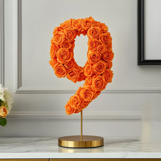 Orange Rose Eternal Number 9 Lamp - Imaginary Worlds