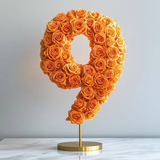 Orange Rose Eternal Number 9 Lamp - Imaginary Worlds