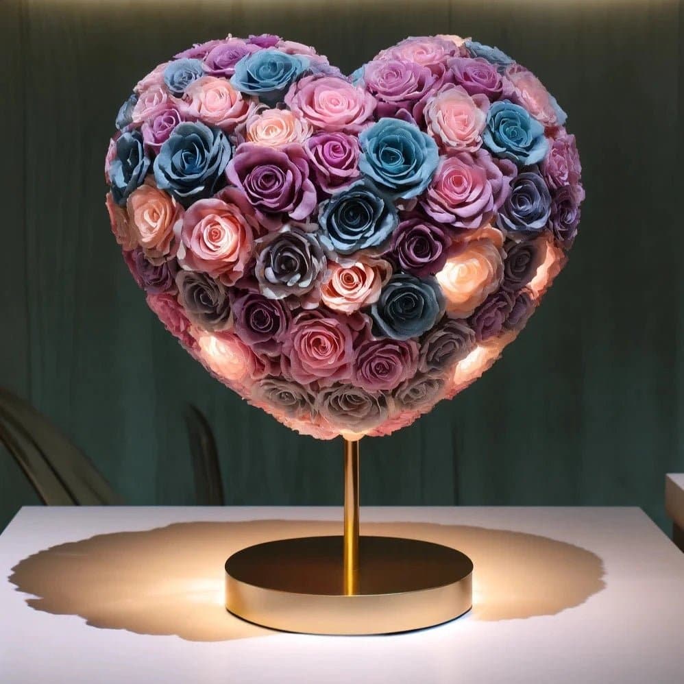 Orpheus and Eurydice Mixed Rose Heart Lamp - Imaginary Worlds