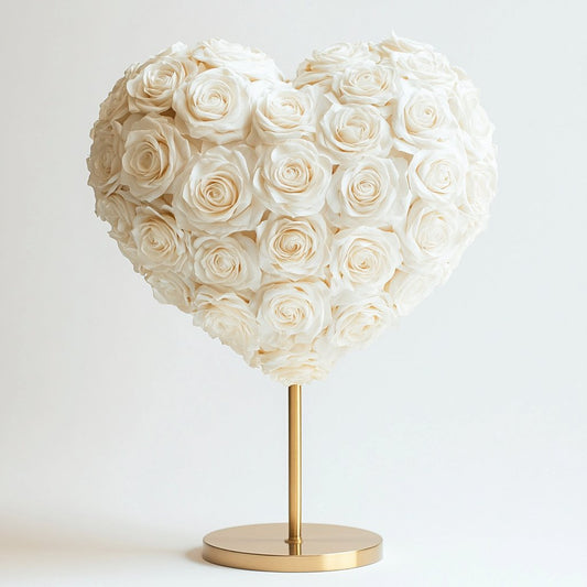 Orpheus and Eurydice White Rose Heart Lamp - Imaginary Worlds