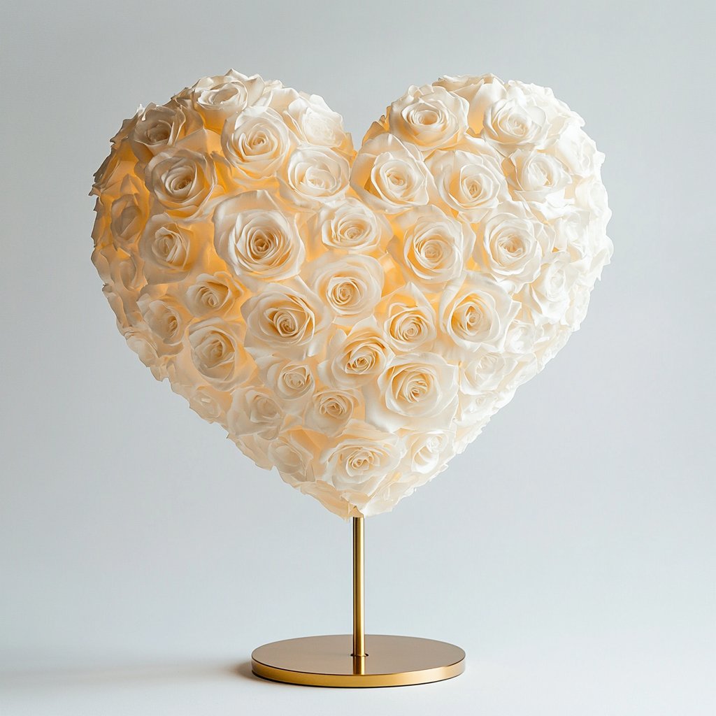 Orpheus and Eurydice White Rose Heart Lamp - Imaginary Worlds