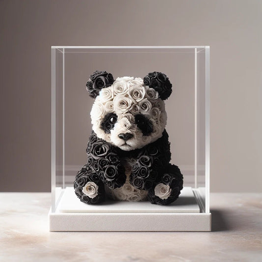 Panda Bear Rose Bloom Eternal Display - Imaginary Worlds