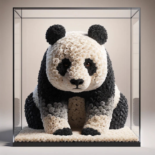 Panda Bear Rose Bloom Eternal Display - Imaginary Worlds