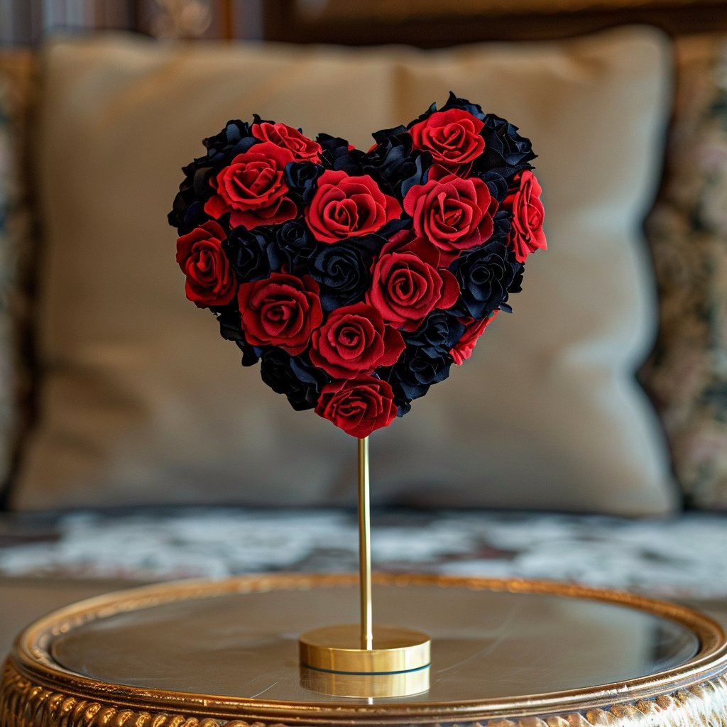 Persephone and Hades Mixed Rose Heart Lamp - Imaginary Worlds