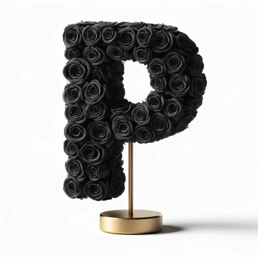 Persephone Black Rose Letter P Lamp - Imaginary Worlds