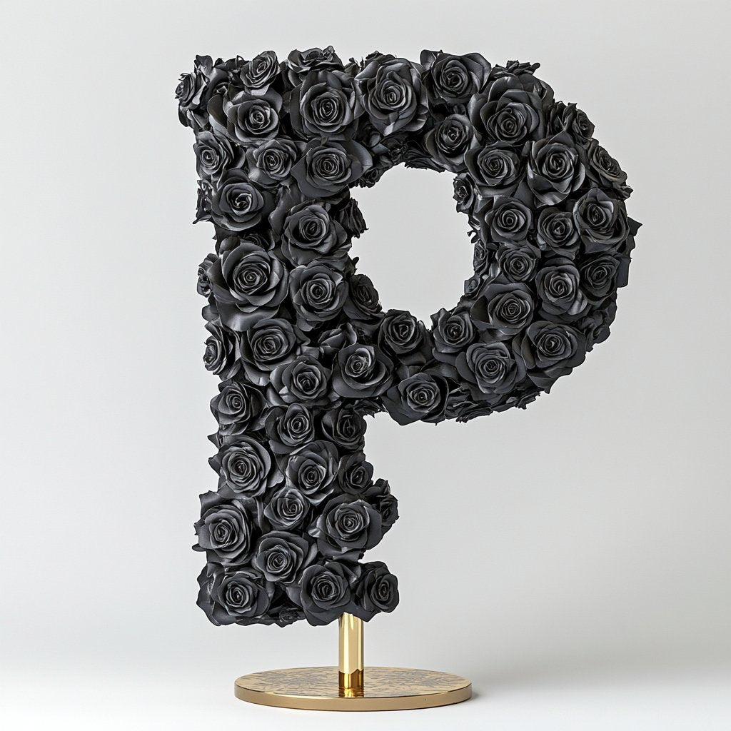 Persephone Black Rose Letter P Lamp - Imaginary Worlds