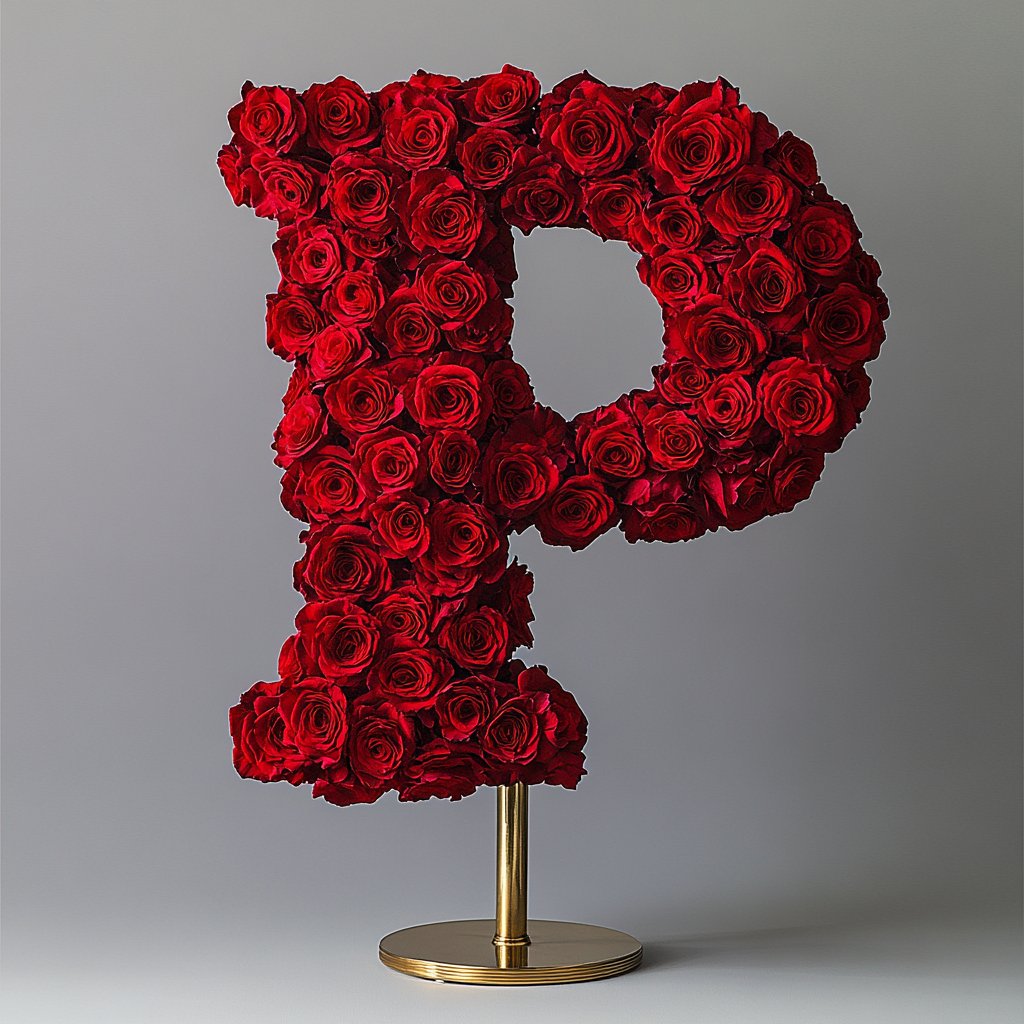 Persephone Red Rose Letter P Lamp - Imaginary Worlds