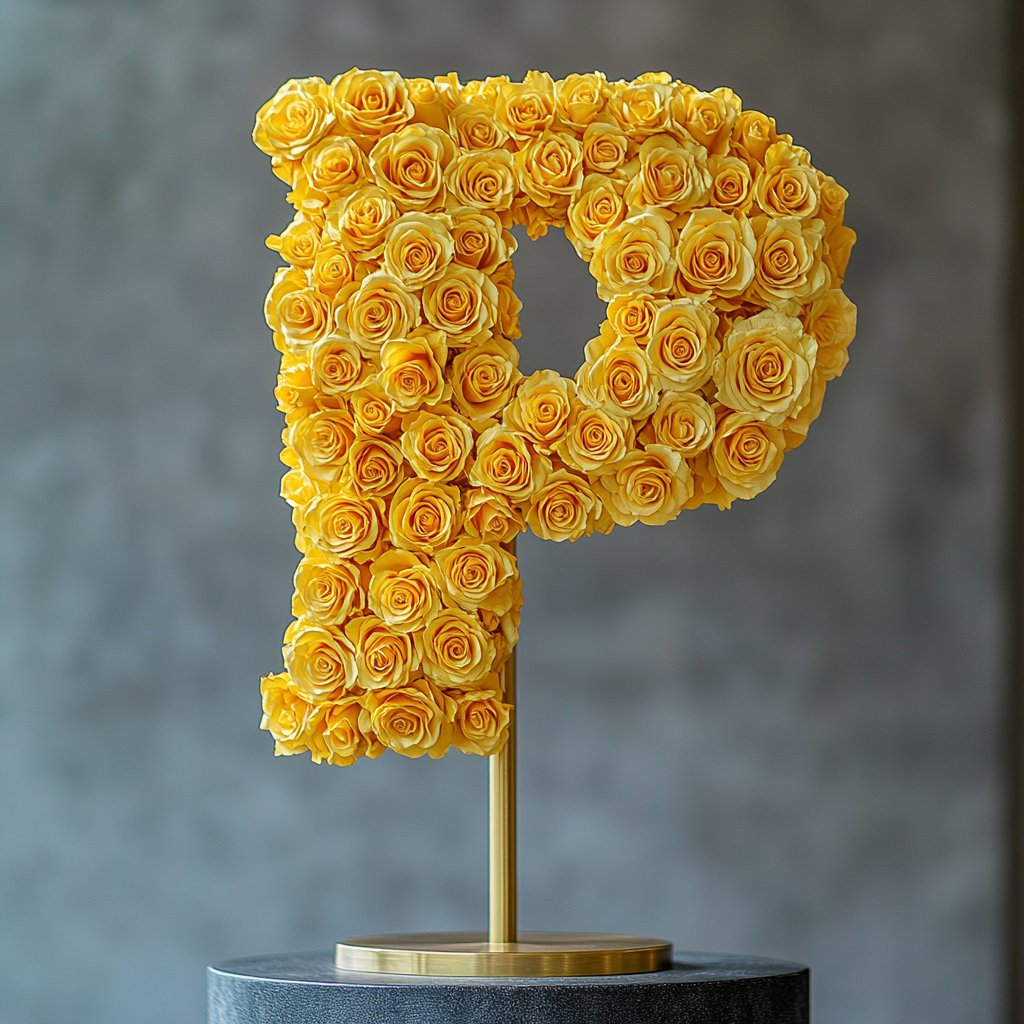 Persephone Yellow Rose Letter P Lamp - Imaginary Worlds