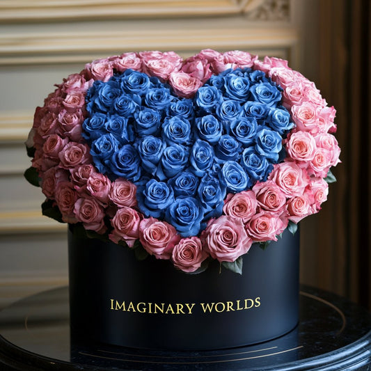 Pink Ramo Buchon with Blue Rose Heart - Imaginary Worlds