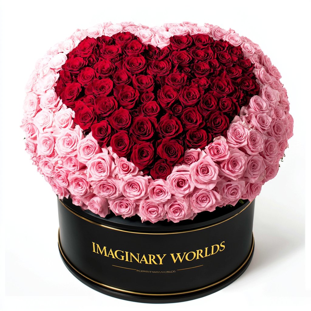 Pink Ramo Buchon with Red Rose Heart - Imaginary Worlds