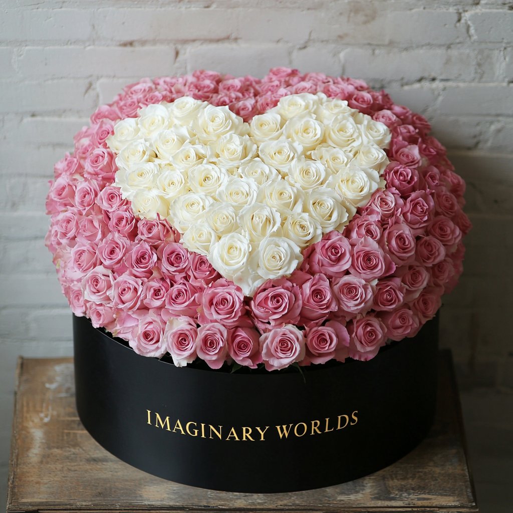 Pink Ramo Buchon with White Rose Heart - Imaginary Worlds