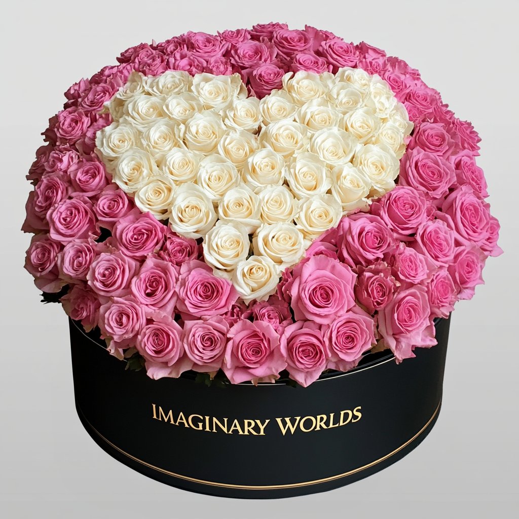 Pink Ramo Buchon with White Rose Heart - Imaginary Worlds