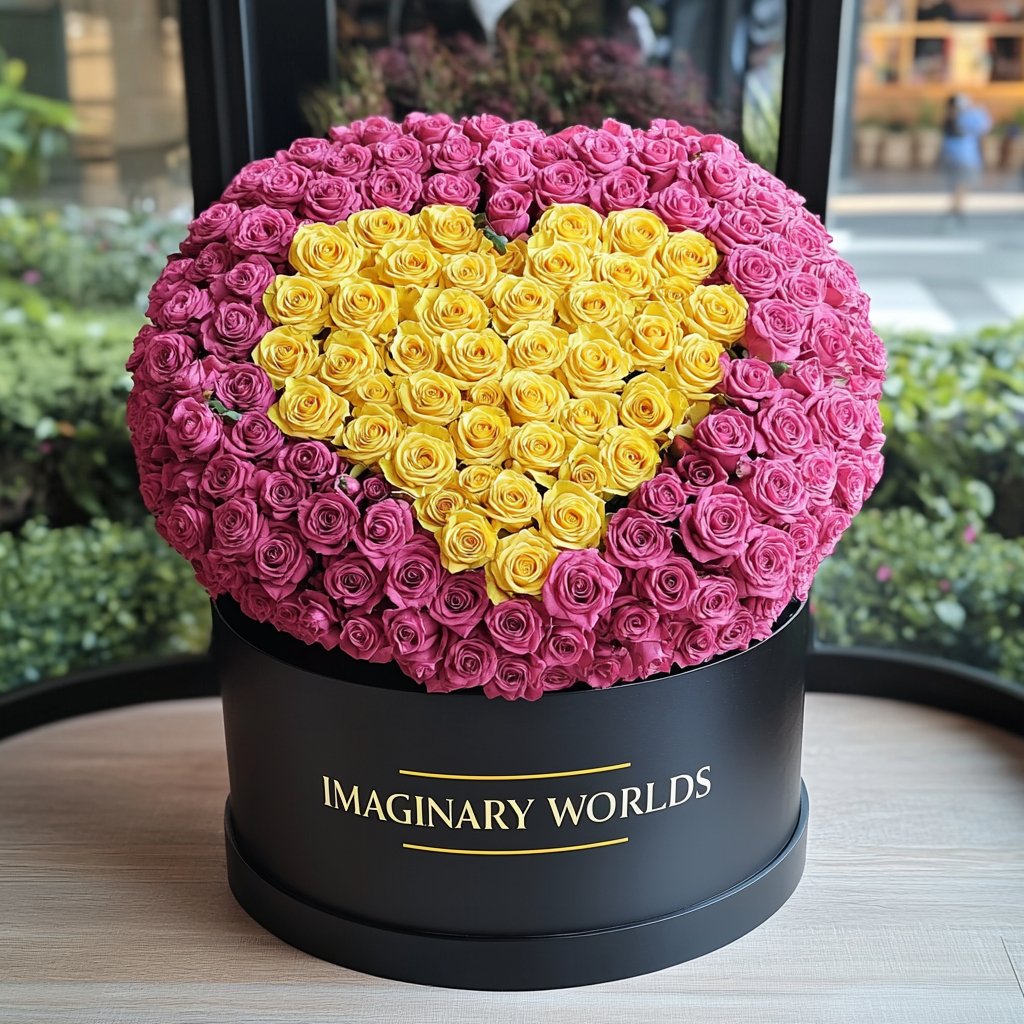 Pink Ramo Buchon with Yellow Rose Heart - Imaginary Worlds