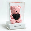 Pink Rose Bear with Black Roses Heart - Imaginary Worlds