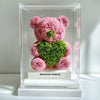 Pink Rose Bear with Green Roses Heart - Imaginary Worlds